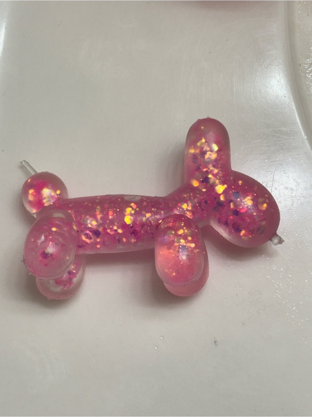 Sparkling Pink Balloon Dog Toy for Kids - Glitter Play Figure